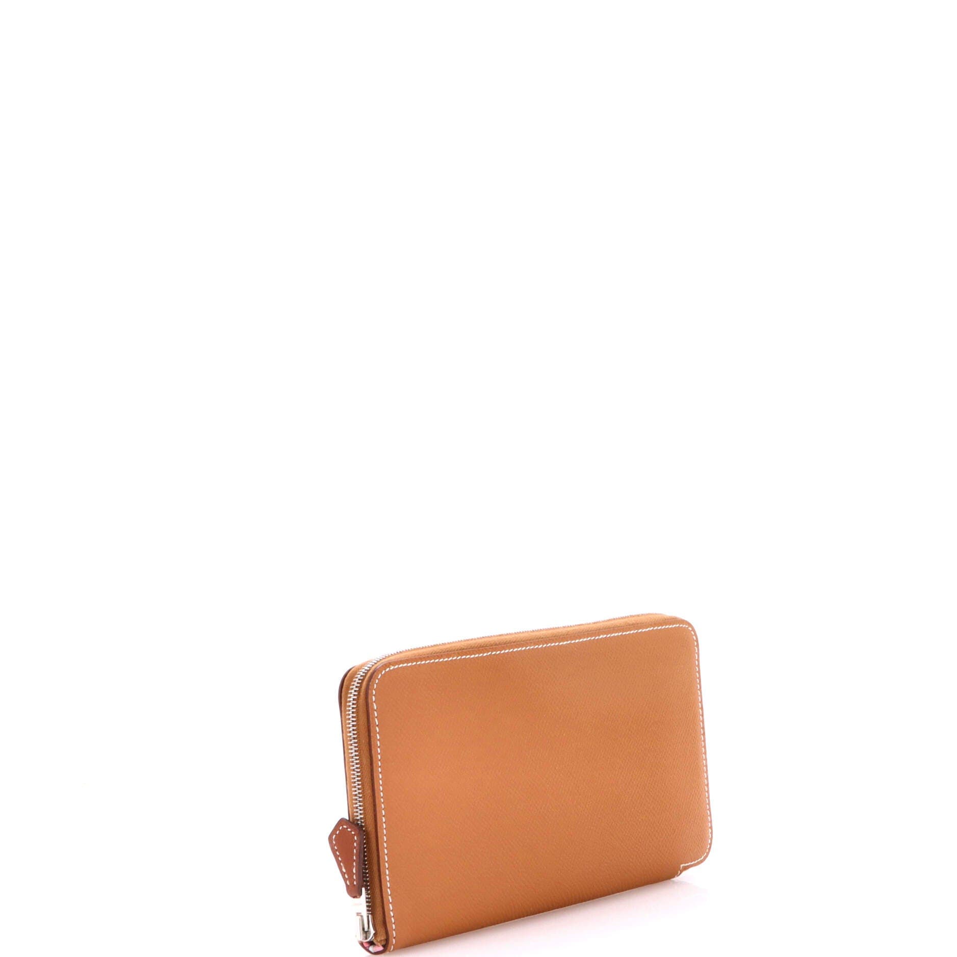 Pre-Owned Hermes Azap Zip Around Wallet Silk'in Epsom Long, Alternate, color, Gold