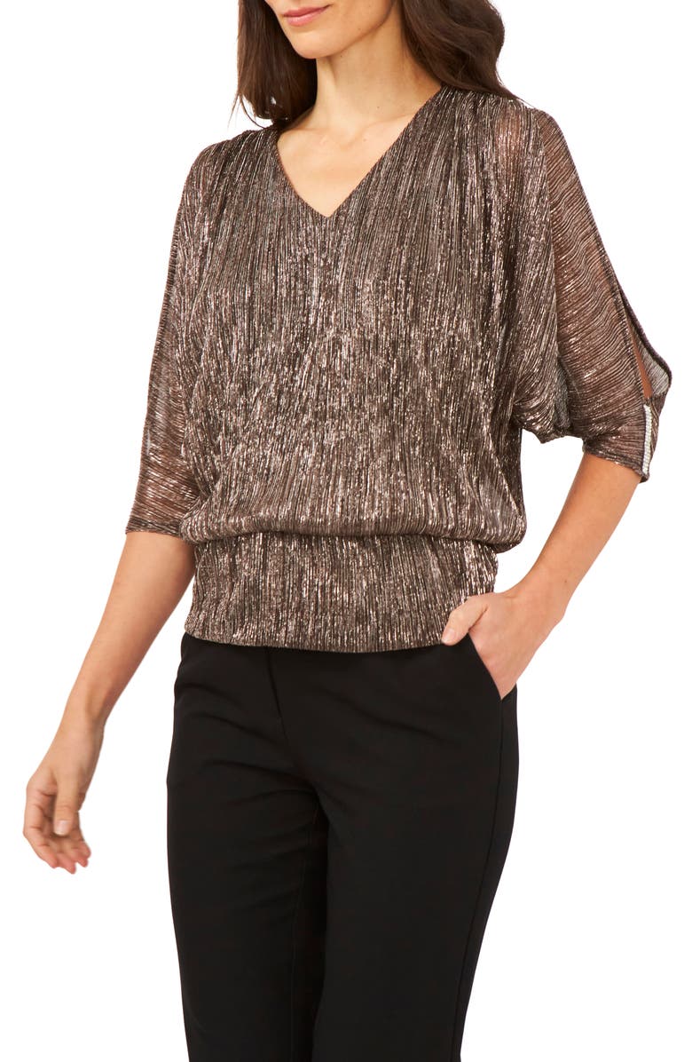 Chaus Metallic Split Sleeve Top, Main, color, 