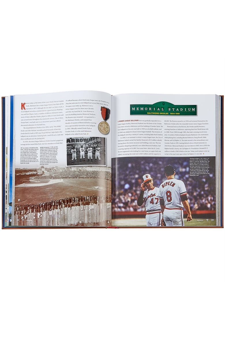 Ballparks Past and Present Leather Coffee Table Book, Alternate, color, Beige