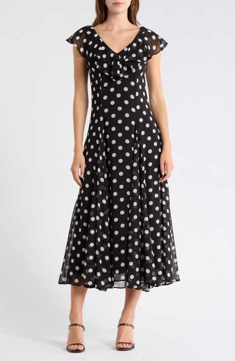 Ruffle Godet Midi Dress