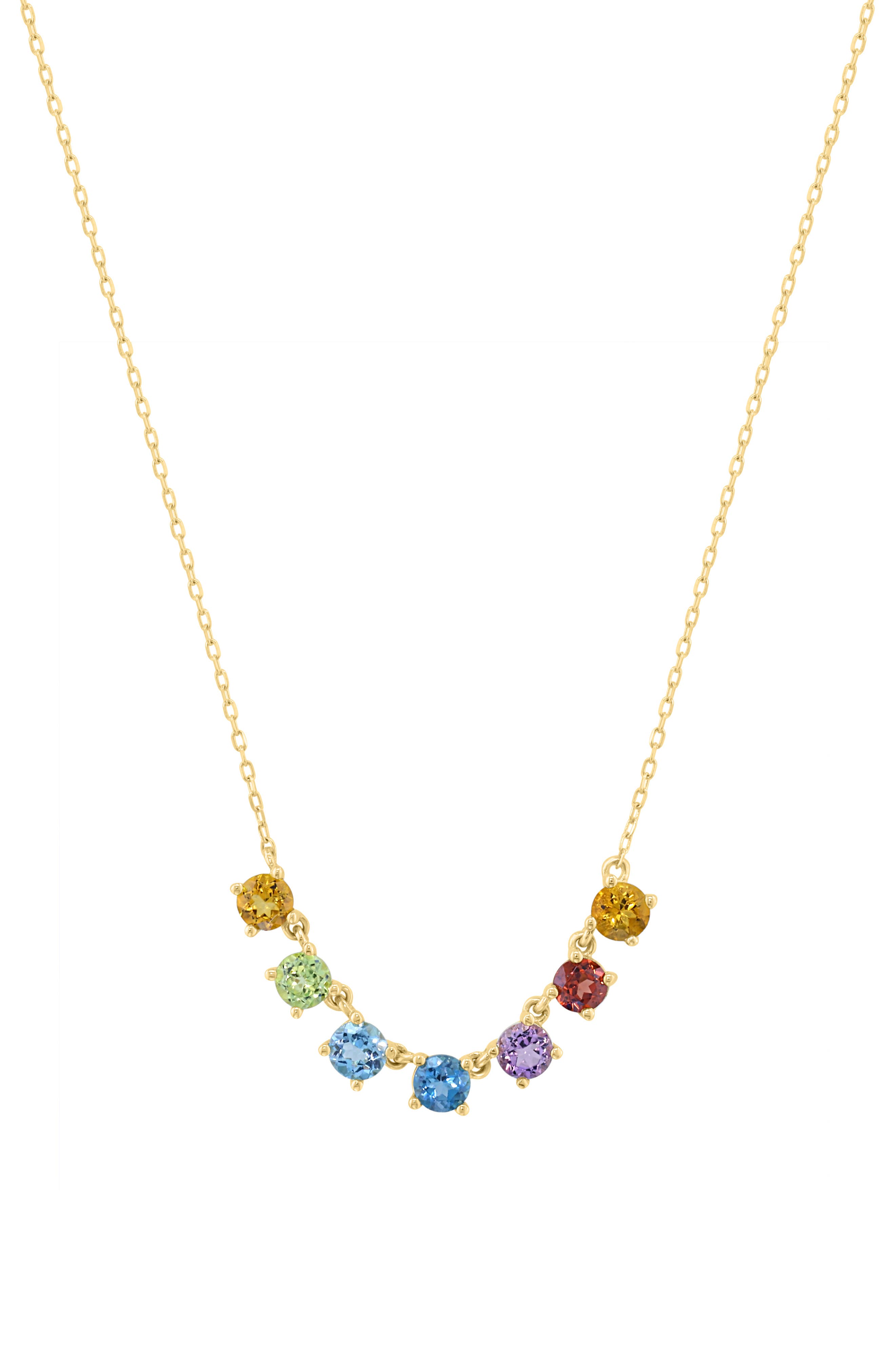 Multistone Rainbow Pendant Necklace