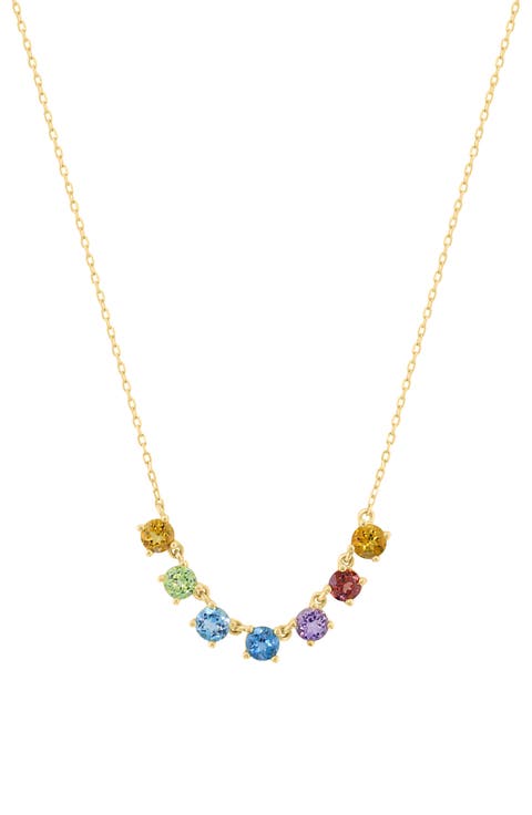 Multistone Rainbow Pendant Necklace