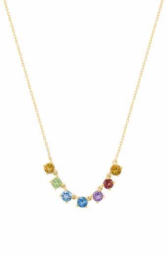 Multistone Rainbow Pendant Necklace