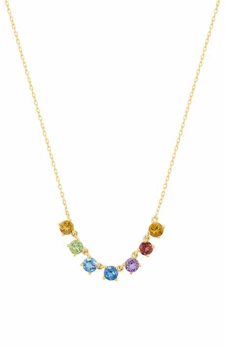 Multistone Rainbow Pendant Necklace