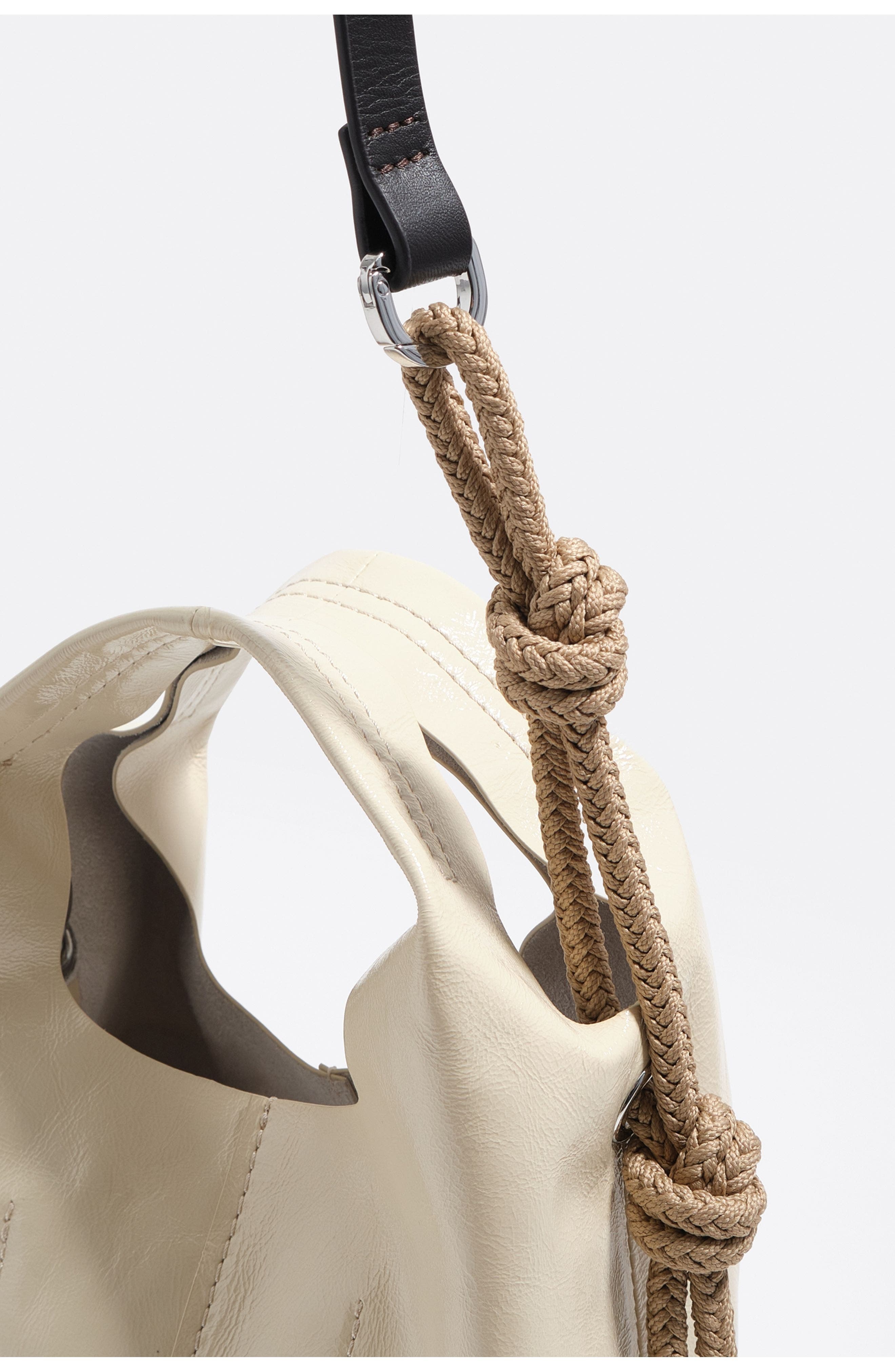 Leather Mini Paper Bag SS26, Alternate, color, IVORY