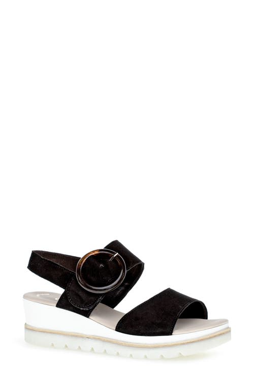 Gabor Strappy Wedge Sandal In Black