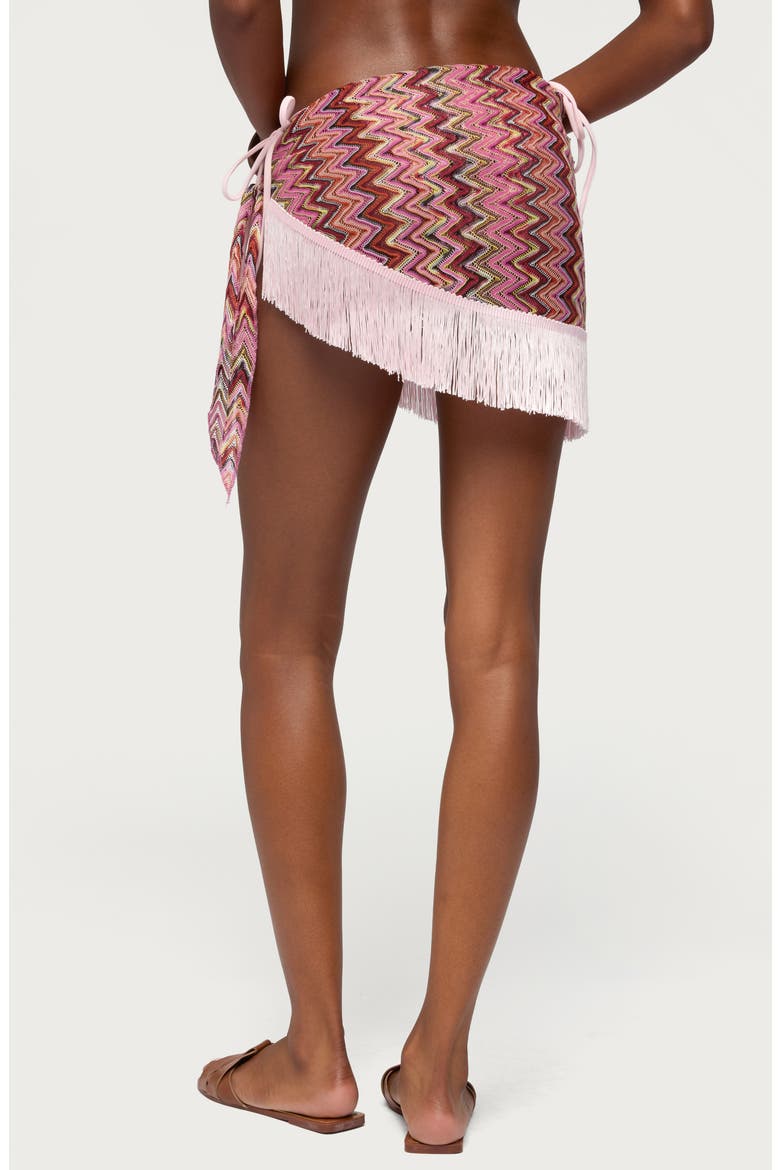 Lakelyn Fringe Zigzag Open Stitch Cover-Up Skirt, Alternate, color, PINK