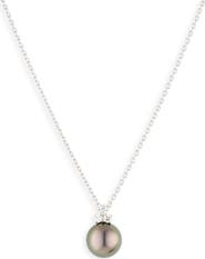 Mikimoto Classic Diamond & Black South Sea Cultured Pearl Pendant Necklace