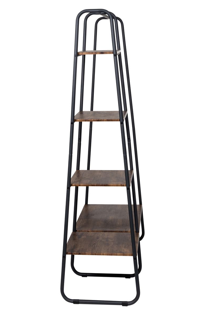 HONEY-CAN-DO Freestanding Metal Clothing Rack with Wood Shelves ...