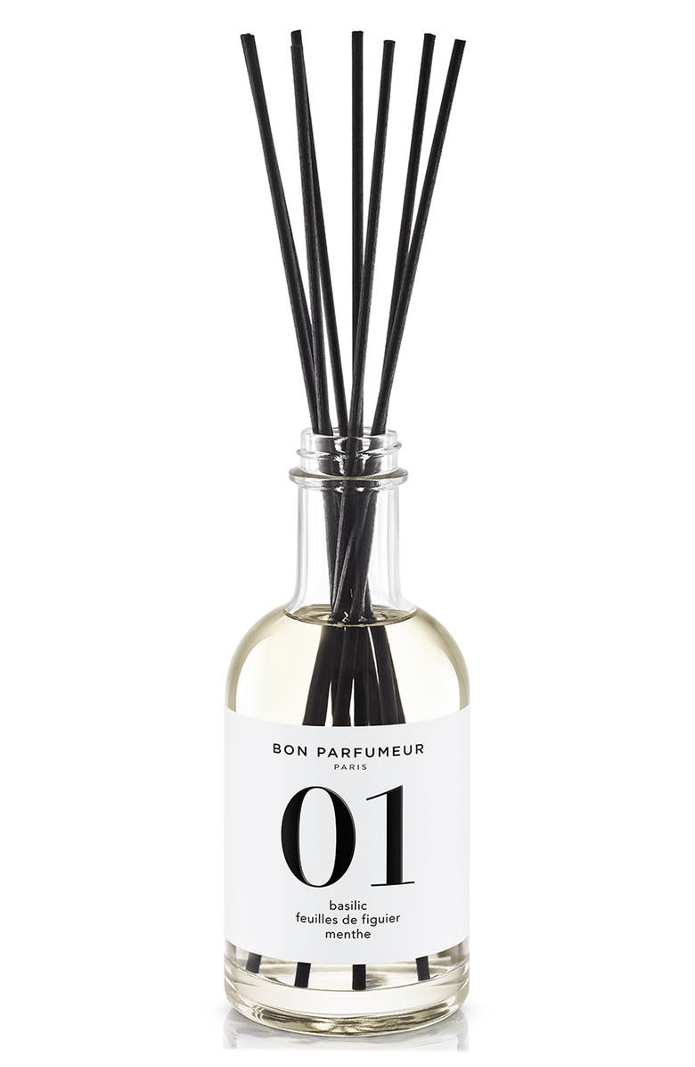 Bon Parfumeur 01 Basil, Fig & Mint Reed Diffuser, Main, color,