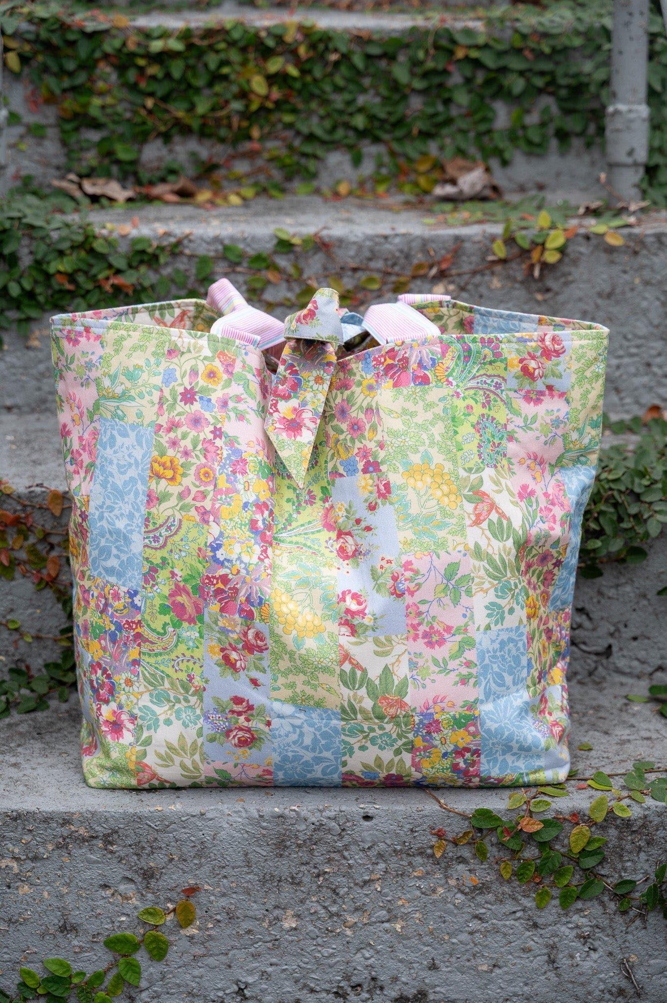 Garden Collage Patchwork Market Tote Bag, Alternate, color, Green