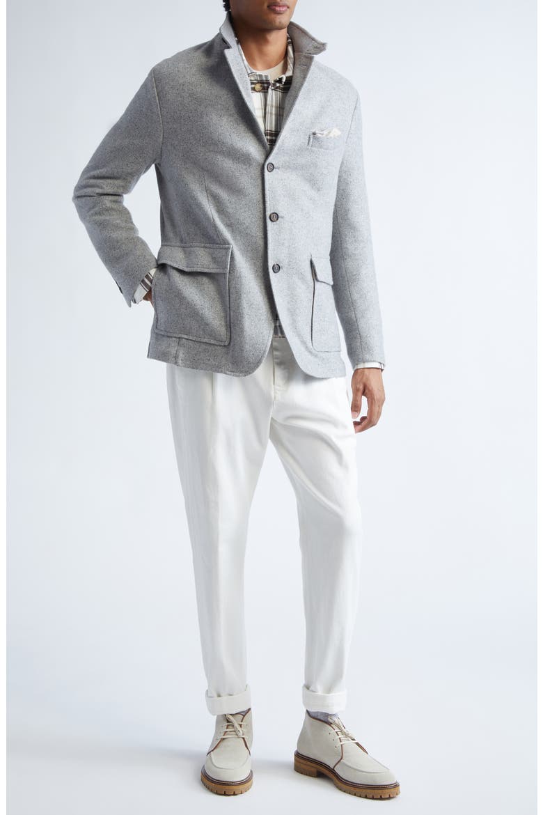 Single Breasted Cashmere & Silk Jacket, Alternate, color, LIGHT GRAY MELANGE
