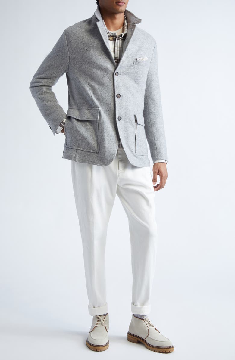 Eleventy Single Breasted Cashmere & Silk Jacket, Alternate, color, Light Gray Melange