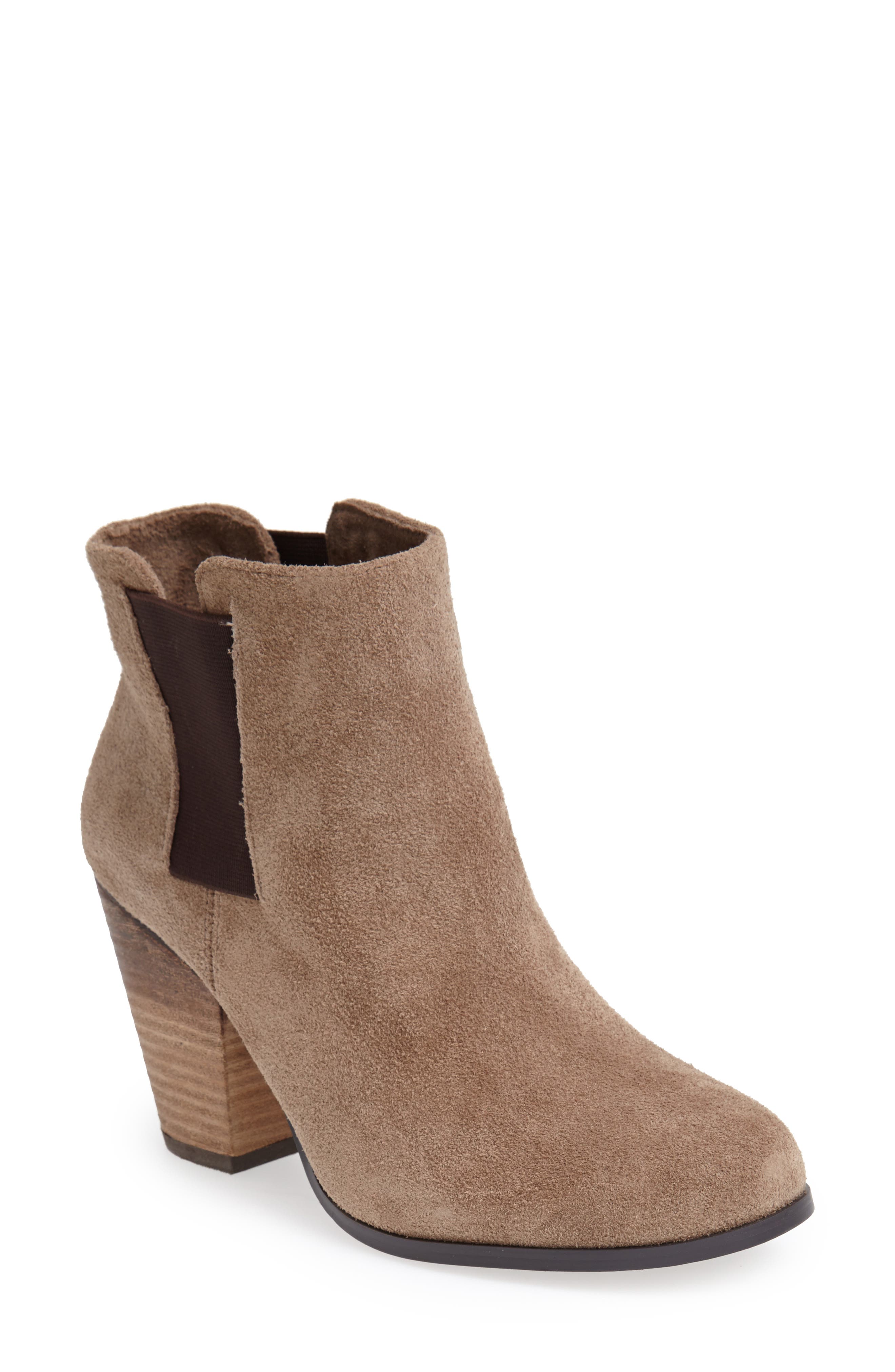 'Lylee' Suede Bootie, Alternate, color, SMOKE TAUPE/ DARK BROWN