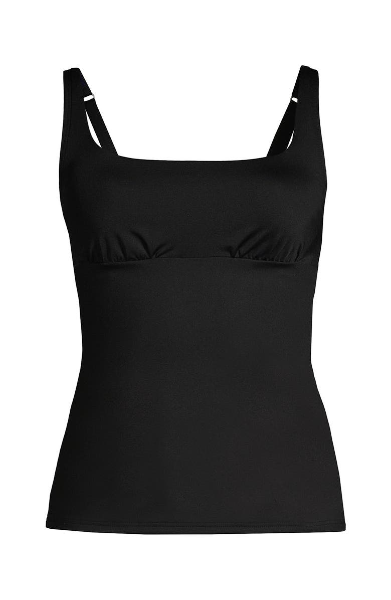 Lands' End Plus Size DD-Cup Square Neck Underwire Tankini Swimsuit Top, Alternate, color, Black