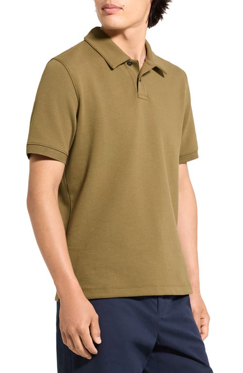 Theory Delroy Double Pique Regular Fit Polo Shirt In Brown