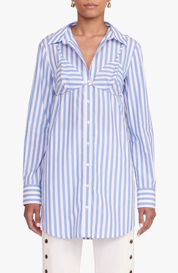 Staud Alita Stripe Triangle Top & Button-up Tunic Shirt Set