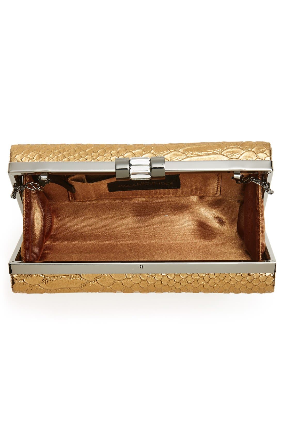 Snake Embossed Box Clutch, Alternate, color, BRONZE