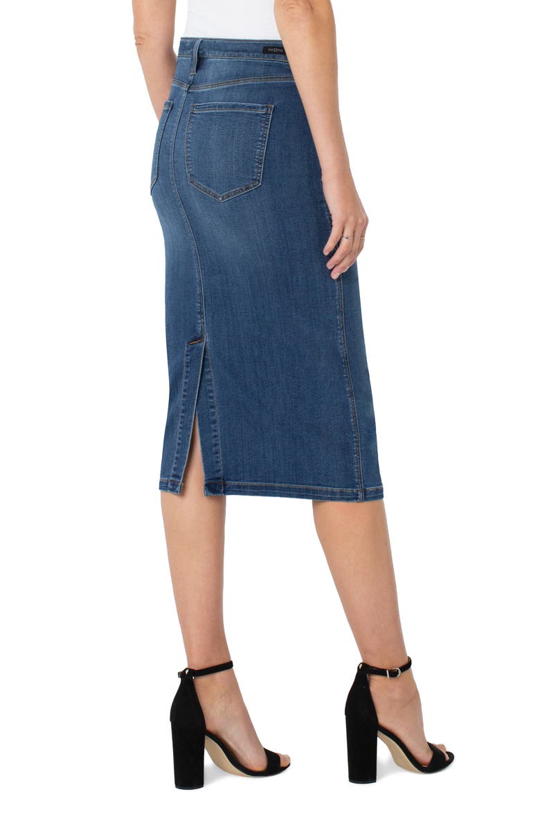 Liverpool Los Angeles Front Yoke Denim Midi Skirt, Alternate, color, 