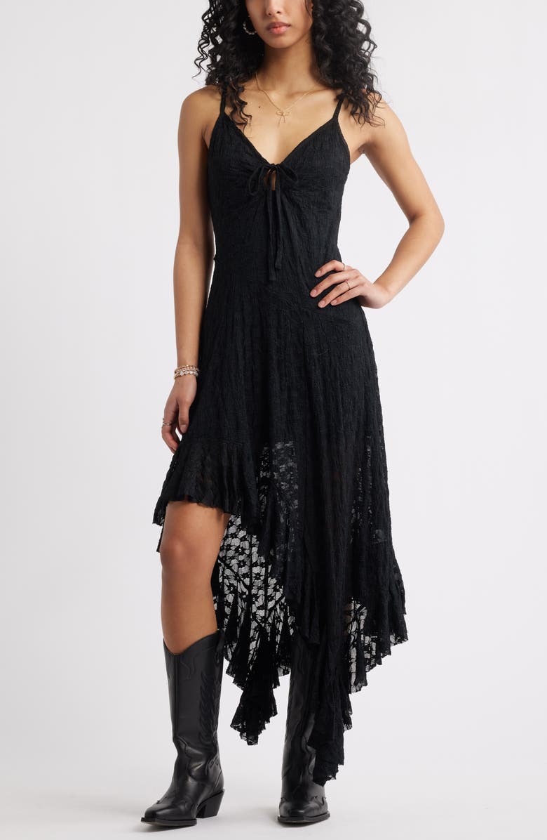 BP. Asymmetric Lace Sleeveless Midi Dress, Main, color, 