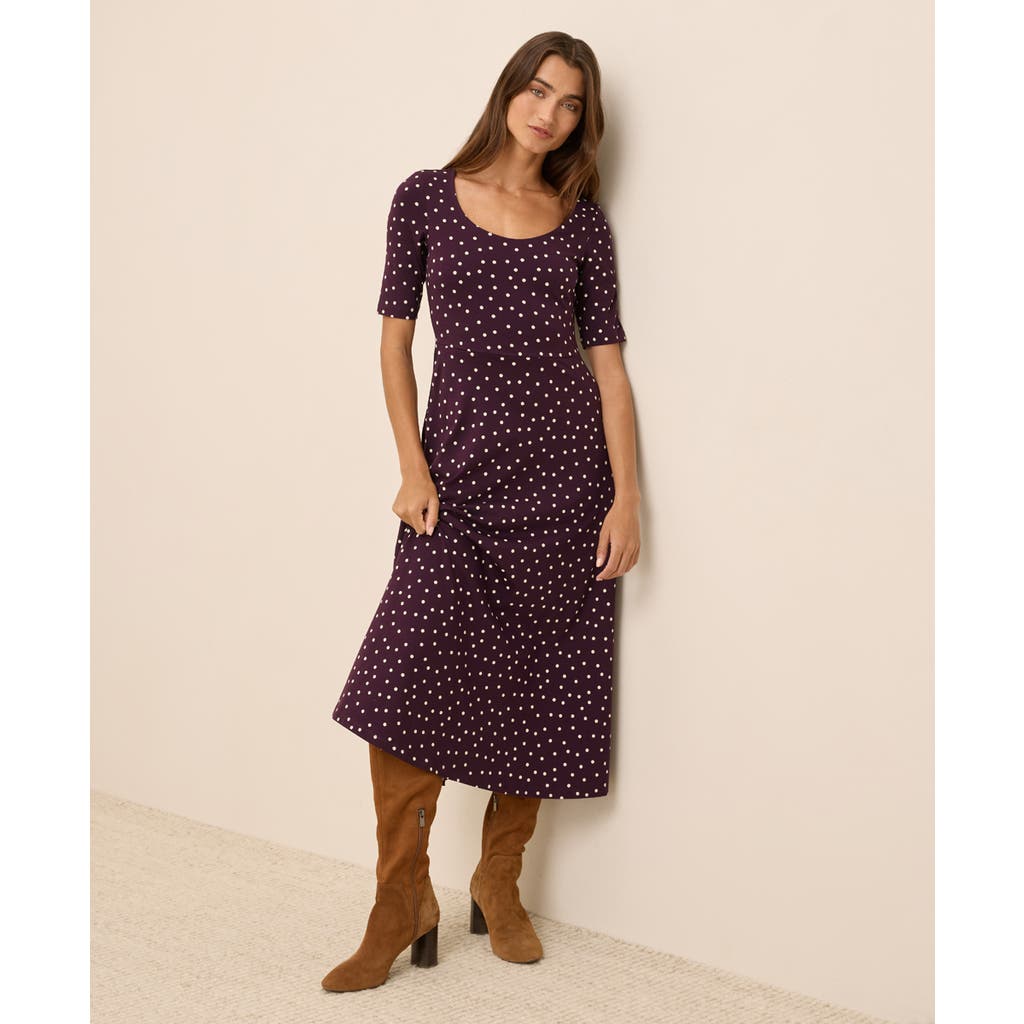 Pact Fit & Flare Signature Scoop Dress In Purple