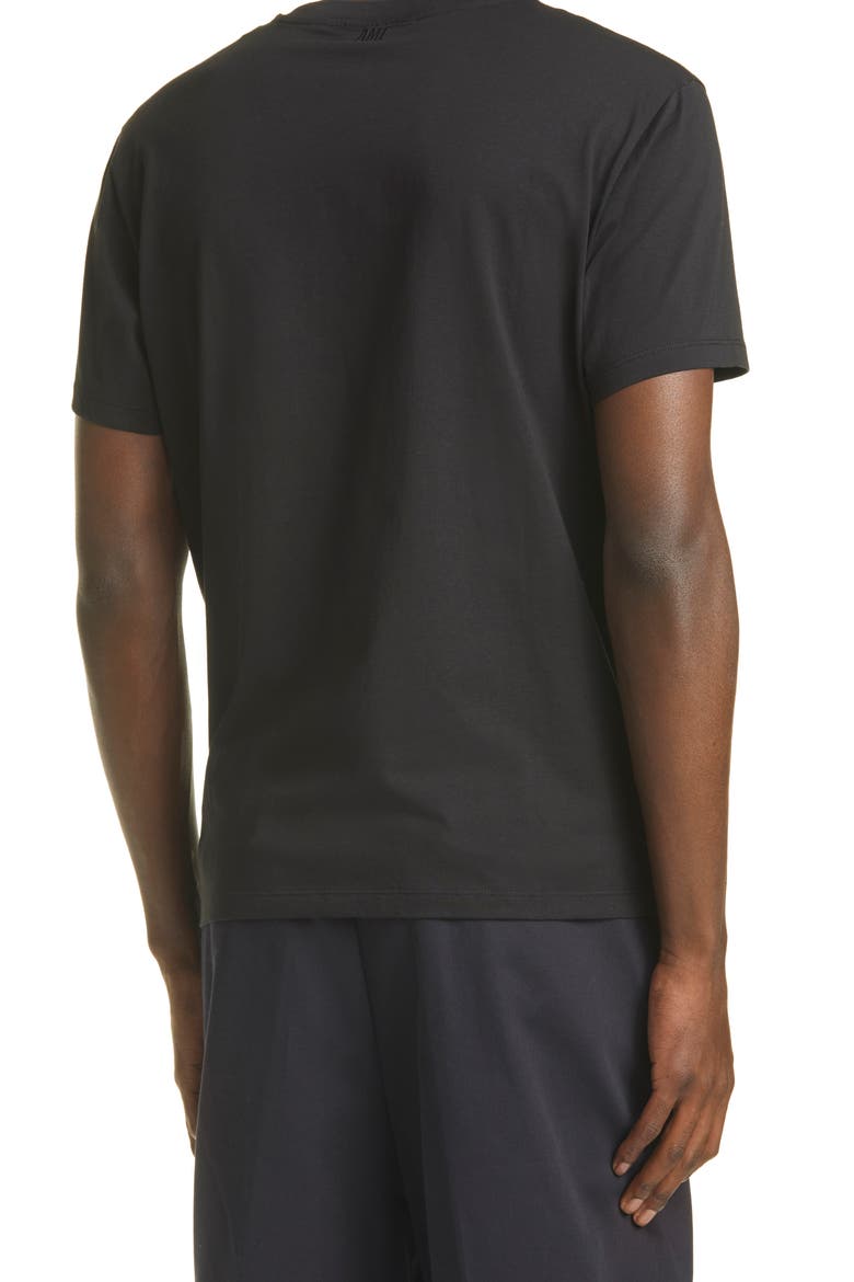 AMI Alexandre Mattiussi Men's Ami de Coeur Embroidered Organic Cotton T-Shirt, Alternate, color, BLACK