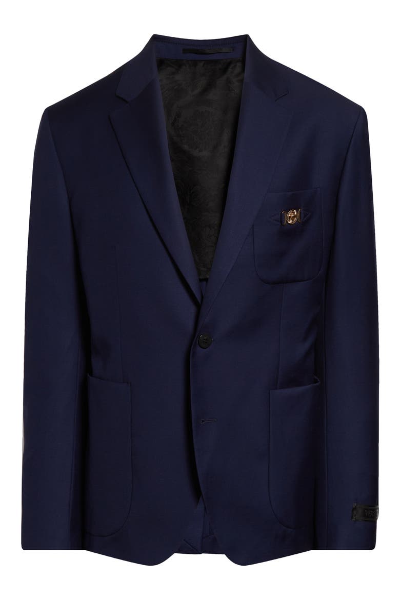 Medusa Biggie Wool Plain Weave Sport Coat, Alternate, color, INK