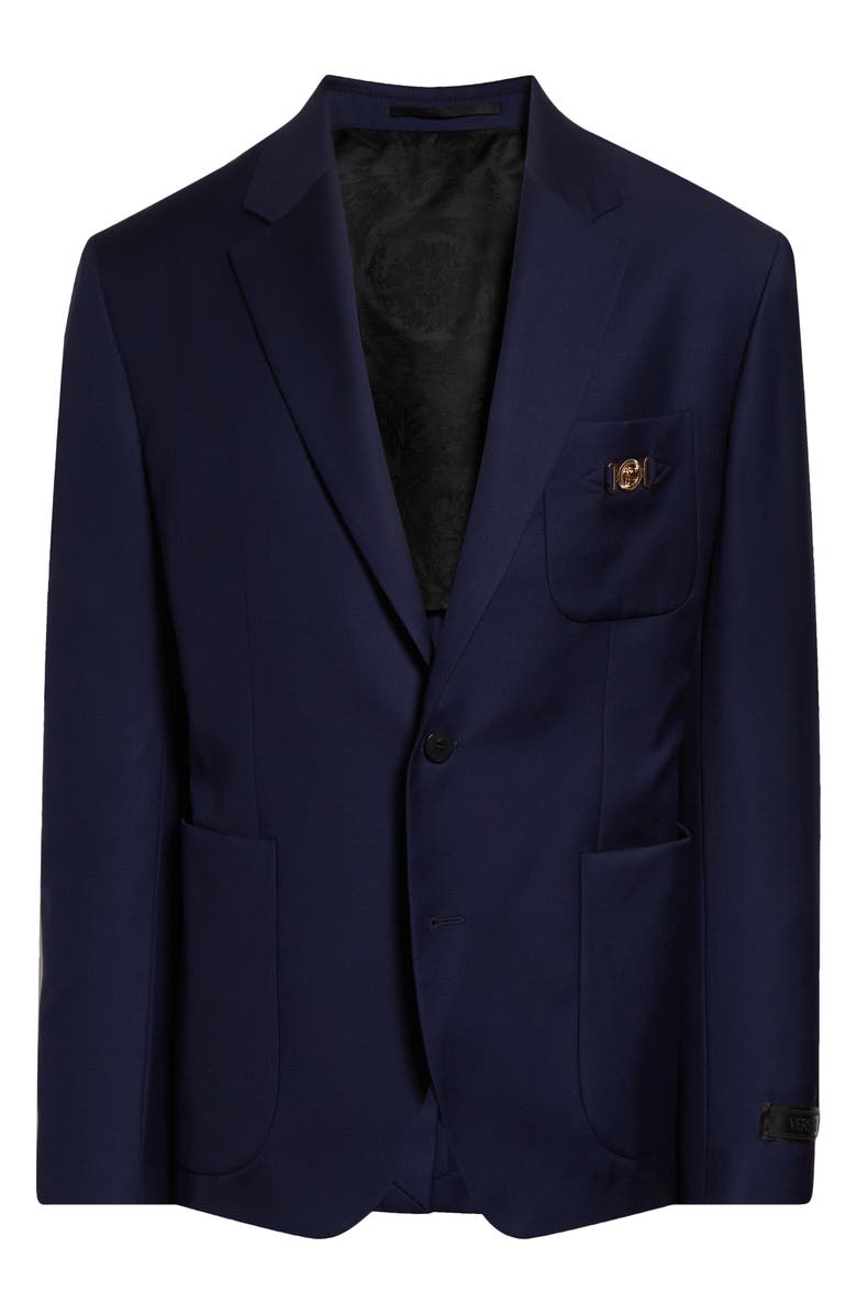 Versace Medusa Biggie Wool Plain Weave Sport Coat, Alternate, color, Ink