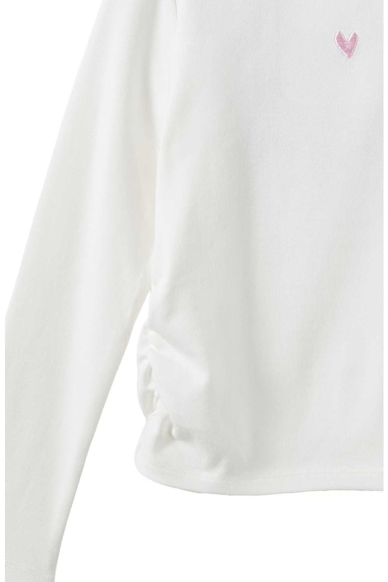Kid's Fitted Long Sleeve Essential Gathered Top, Alternate, color, Vanilla Ballet Pink Heart