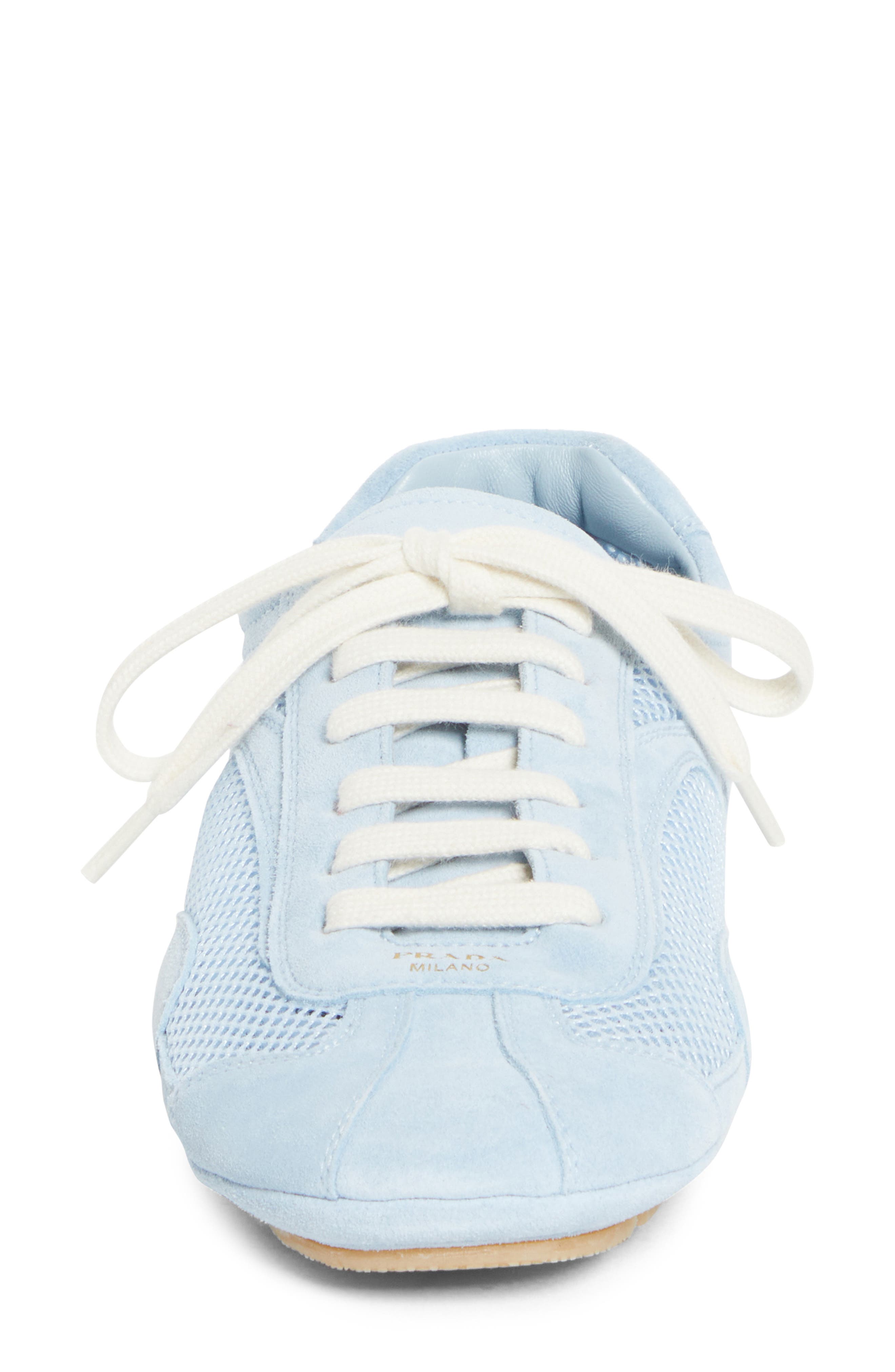 Prada Mixed Media Low Top Sneaker, Alternate, color, Blue