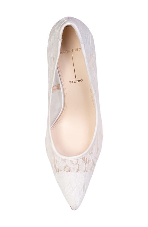Black Suede Studio Gia Pointed Cap Toe Pump In White Lace