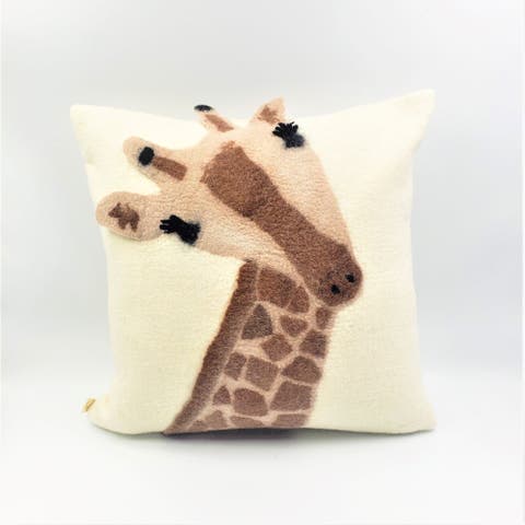 Animal Jungle Giraffe Wool Throw Pillow - Cover Only