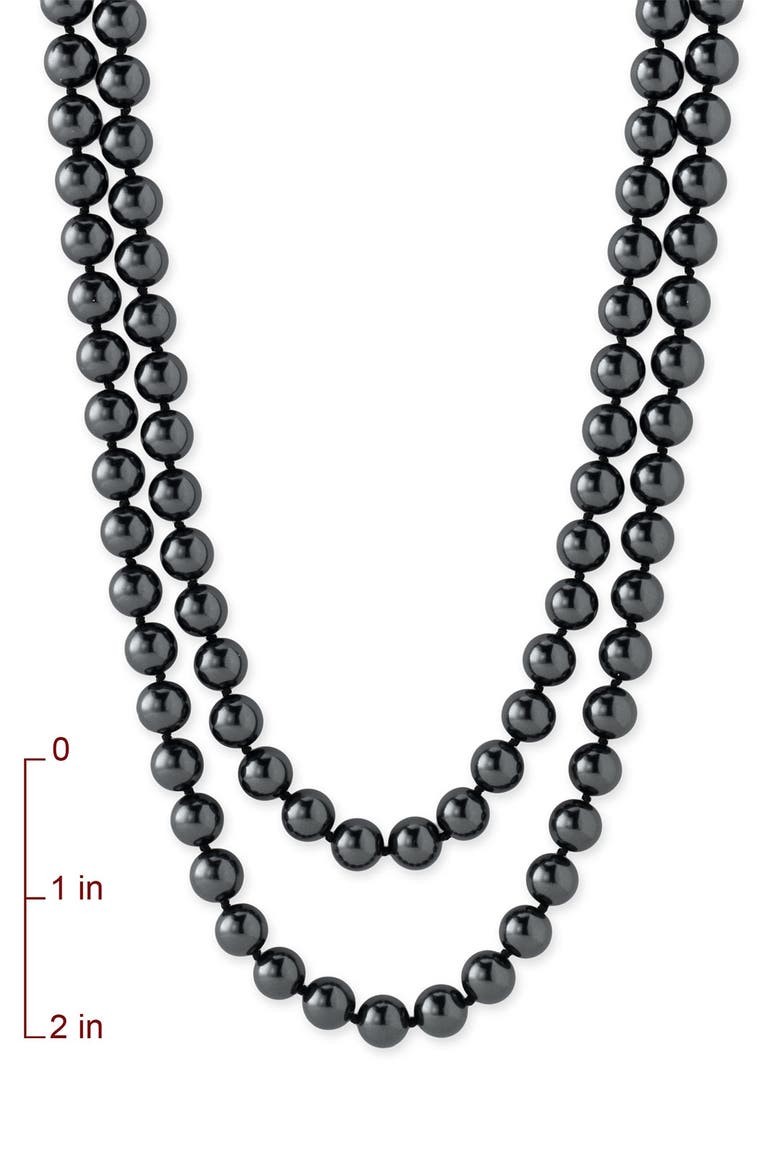 10mm Glass Pearl Extra Long Strand Necklace, Alternate, color, BLACK