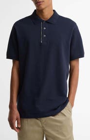 Barbour Reston Tailored Fit Tartan Trim Cotton Piqué Polo