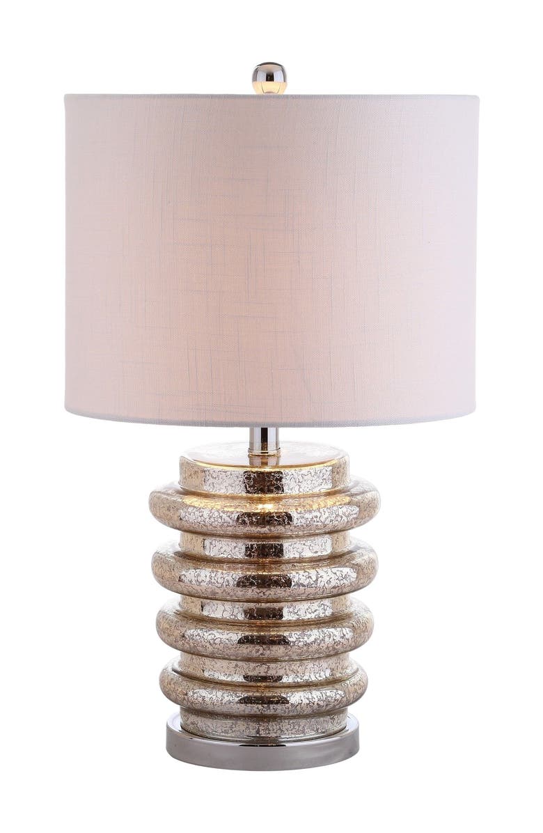 JONATHAN Y Allen 22.75" LED Glass Table Lamp, Mercury Silver, Main, color, 