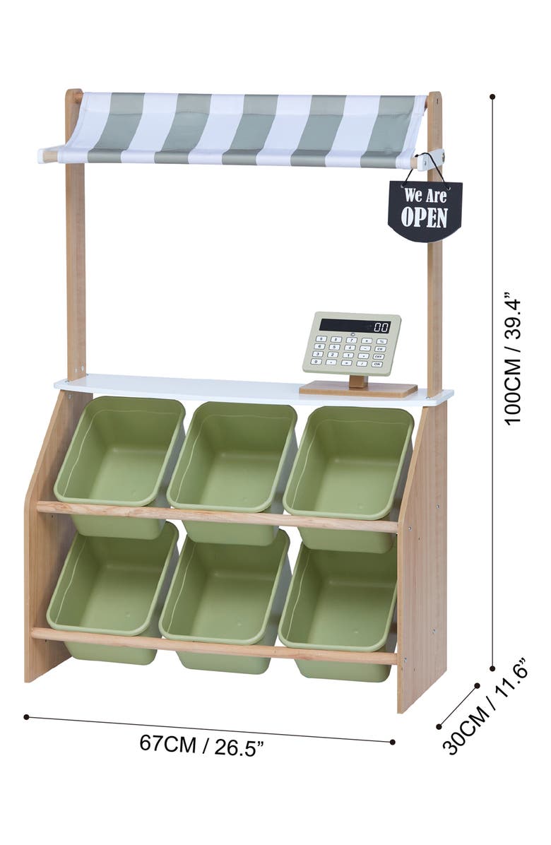 Teamson Kids Little Helper Farmers' Market Stand, Alternate, color, Olive Green