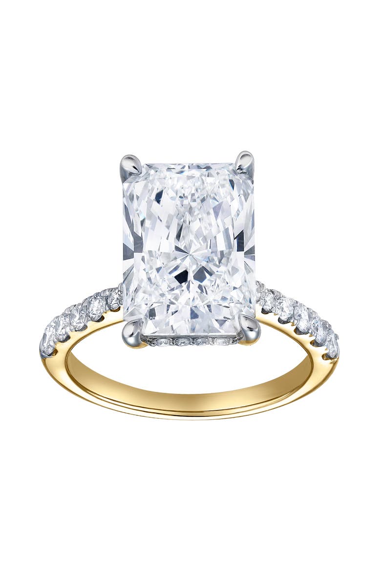 Bayan 14K Yellow Gold Radiant Cut Lab Grown Diamond Hidden Halo Engagement Ring - 5.5 Ct, Main, color, 14K Yellow Gold