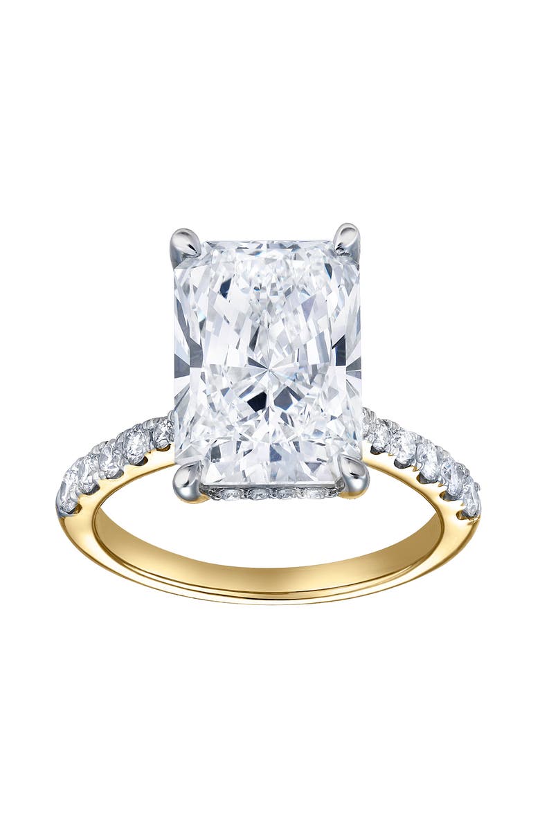 LuvMyJewelry Bayan 14K Yellow Gold Radiant Cut Lab Grown Diamond Hidden Halo Engagement Ring - 5.5 Ct, Main, color, 14K Yellow Gold