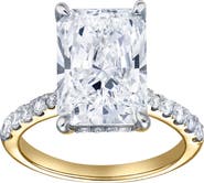 LuvMyJewelry Bayan 14K Yellow Gold Radiant Cut Lab Grown Diamond Hidden Halo Engagement Ring - 5.5 Ct