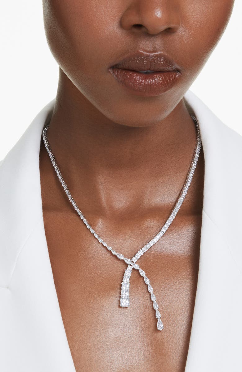 Swarovski Matrix Asymmetic Collar Necklace, Alternate, color, Silver/ White