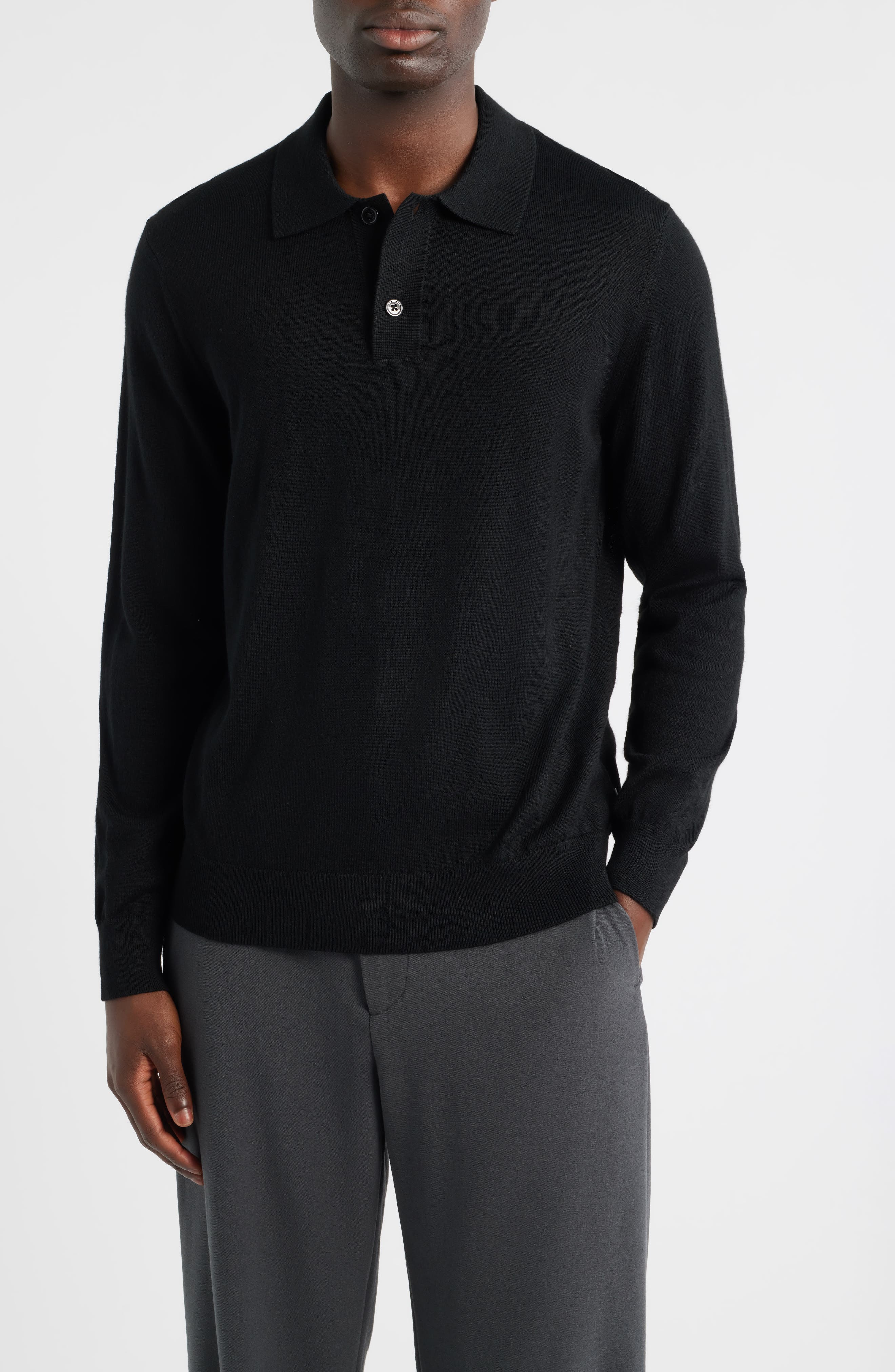 NN07 Serge 6584 Long Sleeve Wool Blend Polo Sweater