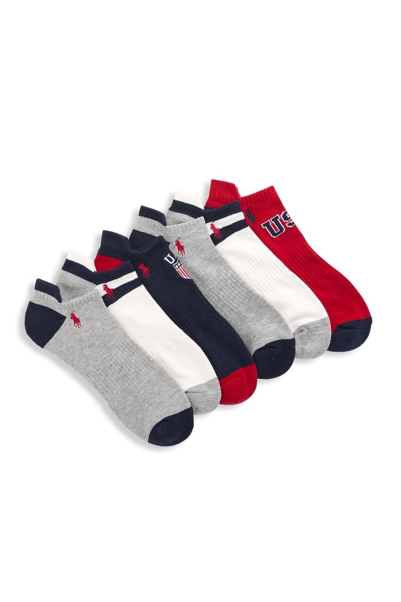 Big & Tall 6-pk USA Low-Cut Athletic Socks, Main, color, MULTI