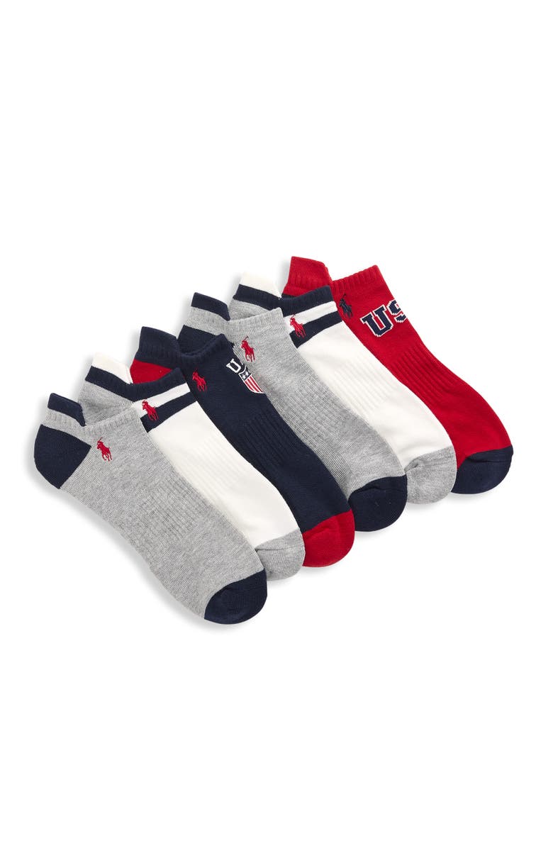 Polo Ralph Lauren Big & Tall 6-pk USA Low-Cut Athletic Socks, Main, color, Multi