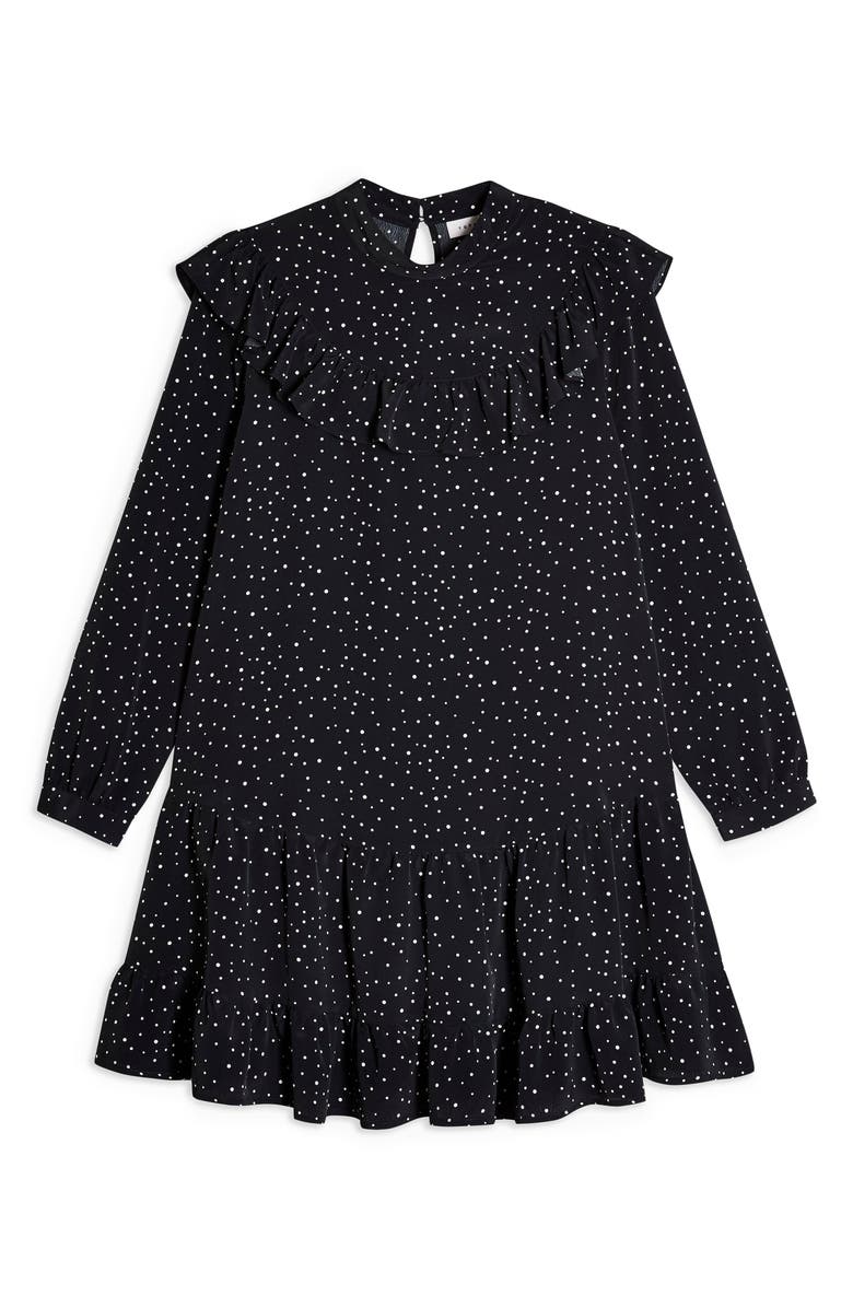 Topshop Ruffle Yoke Long Sleeve Minidress, Alternate, color, 