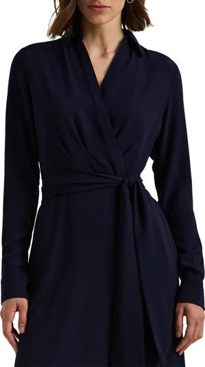 Lauren Ralph Lauren Surplice Long Sleeve Georgette Midi