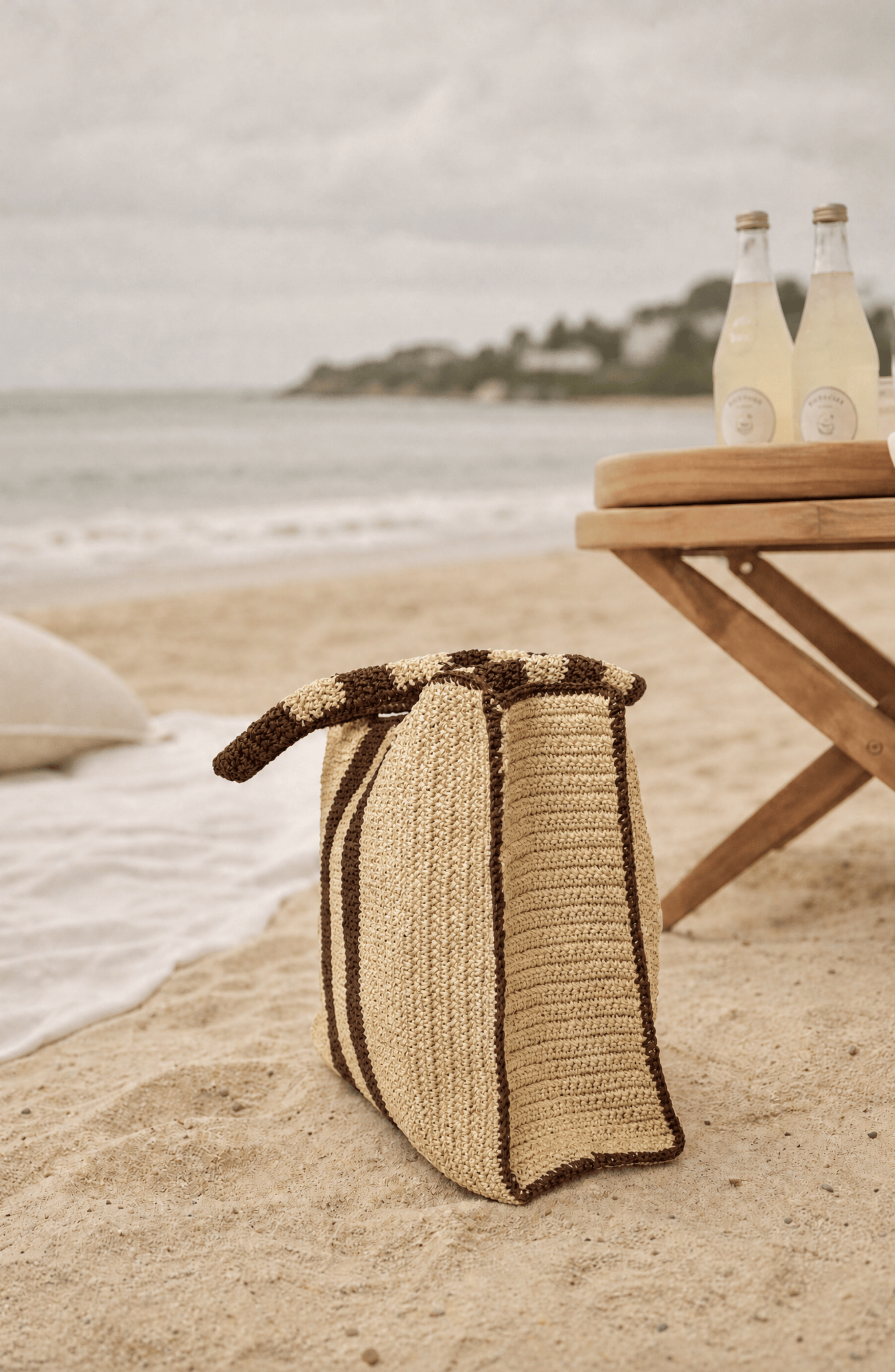 JURGI Multi Stripe Beach  Bag, Alternate, color, Brown Stripe