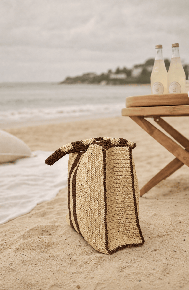 JURGI Multi Stripe Beach Bag, Alternate, color, Brown Stripe