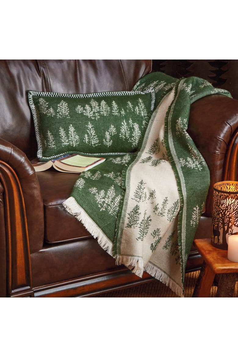Aspen Green Lumbar Pillow Acrylic Throw Pillow for Christmas, Alternate, color, Green
