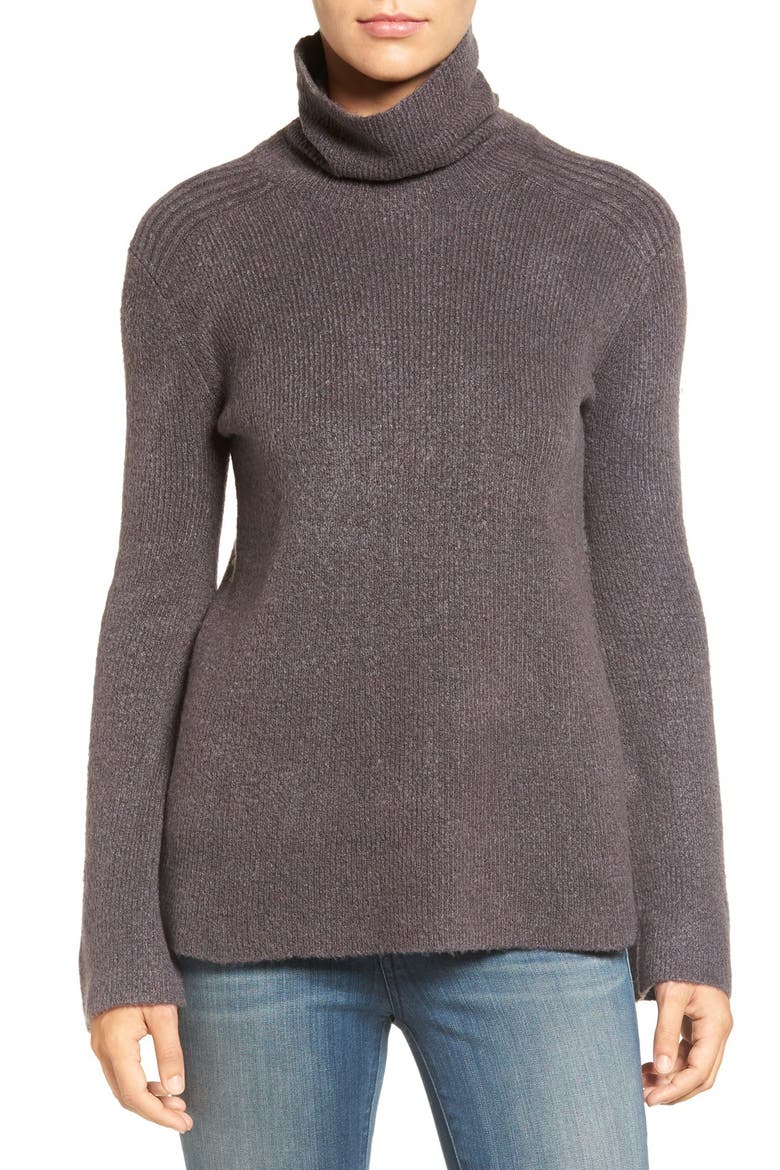 Bell Sleeve Turtleneck Sweater, Main, color, GREY FORGED RAINBOW MULTI
