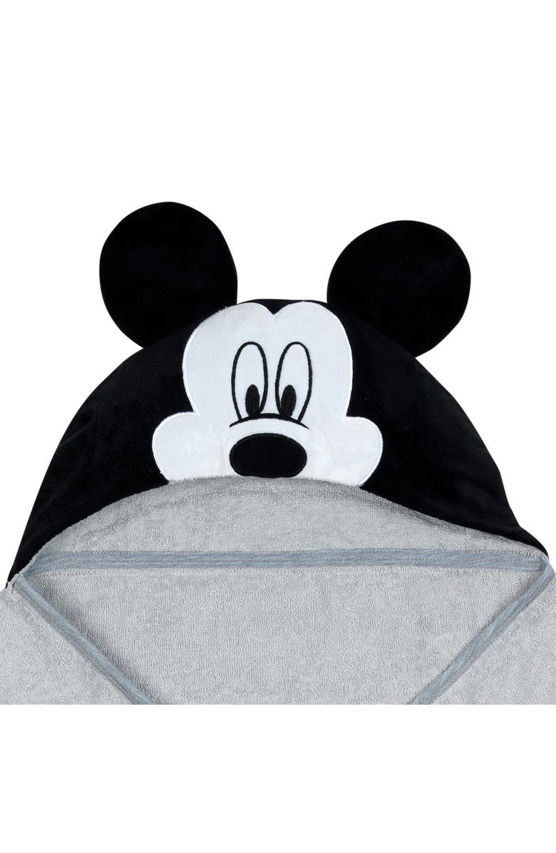 Lambs & Ivy Disney Baby Mickey Mouse Cotton Hooded Baby Bath Towel, Alternate, color, Gray